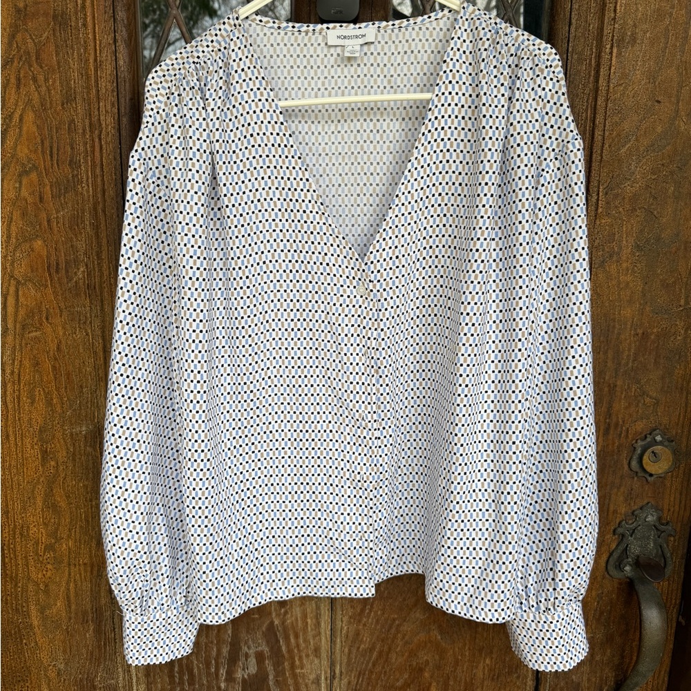 Nordstrom Patterned V-Neck Blouse